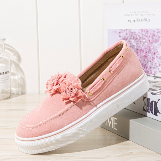 Women Suede Flower Comfy Lining Simple Solid Casual Loafers Shoes