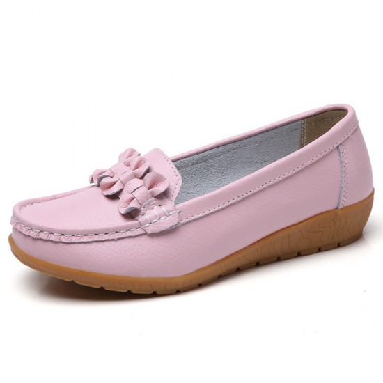 Women Bowknot Stitching Decor Comfy Slip Resistant Casual Loafers