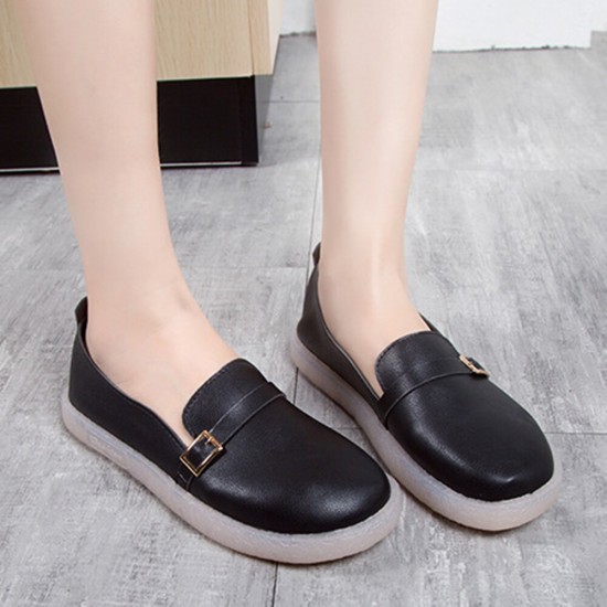 Women Lightweight Buckle Solid Color Soft  Slip On Casual Comfy Flats