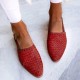 Large Size Comfy Braided Pointed Toe Buckle Backless Flats for Women