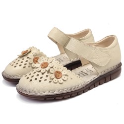 Women Flowers Decor Hollow Comfy Hook Loop Casual Flats