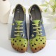 Two Tone Leather Splicing Floral Cut out Elastic Strap Slip-on Soft Flat Shoes