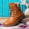 Large Size Women Casual Soft Comfy Warm Lined Patchwork Wool Side-zip Combat Boots