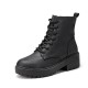 Women Wearable Serpentine Lace Up Chunky Heel Combat Boots