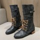 Women Large Size Knotted Side-zip Elegant Casual Leather Riding Boots