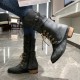 Women Large Size Knotted Side-zip Elegant Casual Leather Riding Boots