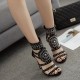 Women Roman Rhinestone Open Toe Party High Heels Pumps