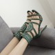 Women Roman Rhinestone Open Toe Party High Heels Pumps