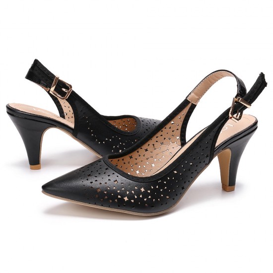 Women Hollow Out Pointed Toe Slingback Elegant Office Pumps