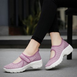 Women Mesh Breathable Hook Loop Platform Casual Sport Shoes